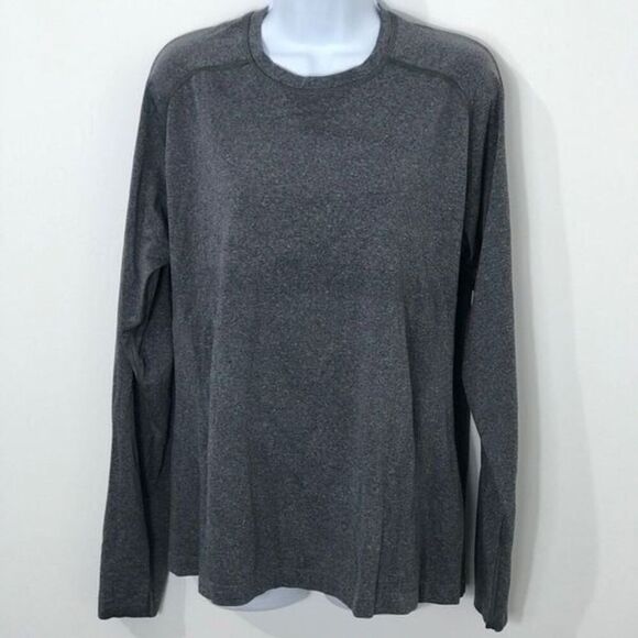 Lululemon Heathered Metal Grey Silver Foil Long Sleeve Shirt    0642 - Picture 1 of 2